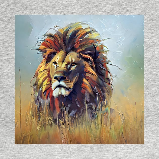 Painting of a big wild lion by bogfl